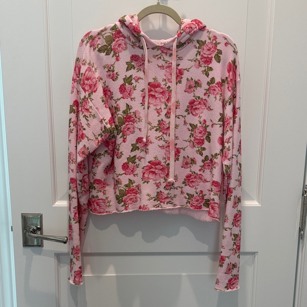 LoveShackFancy bandier colab Floral Pink Hoodie
